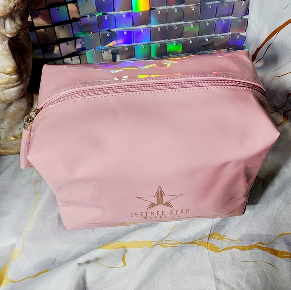 New very rare discontinued Jeffree Star Cosmetics large pink velour makeup bag - Picture 7 of 9